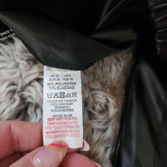 PrettyLittleThing Tall Black Faux Leather High Waisted‎ Legging Size 10 - Picture 3 of 9